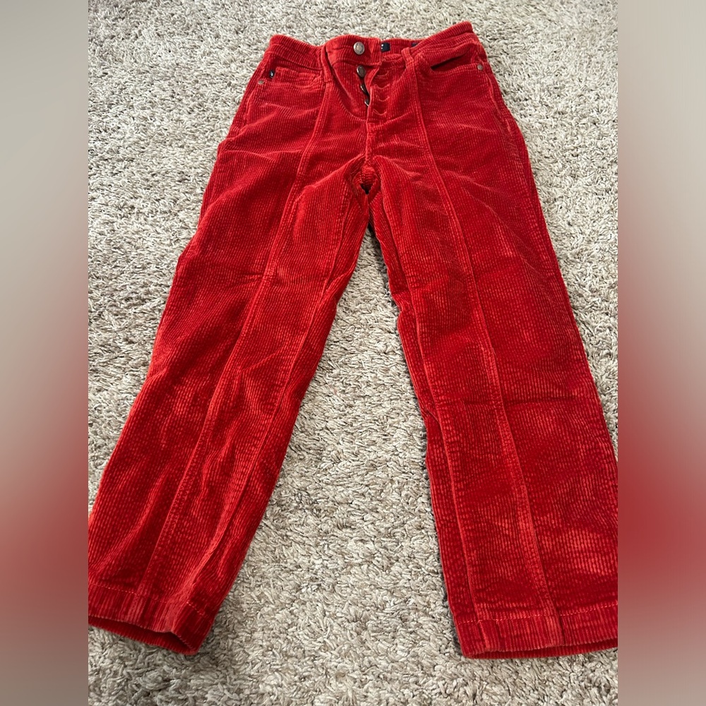 Judy Blue Corduroy reddish orange cropped pants